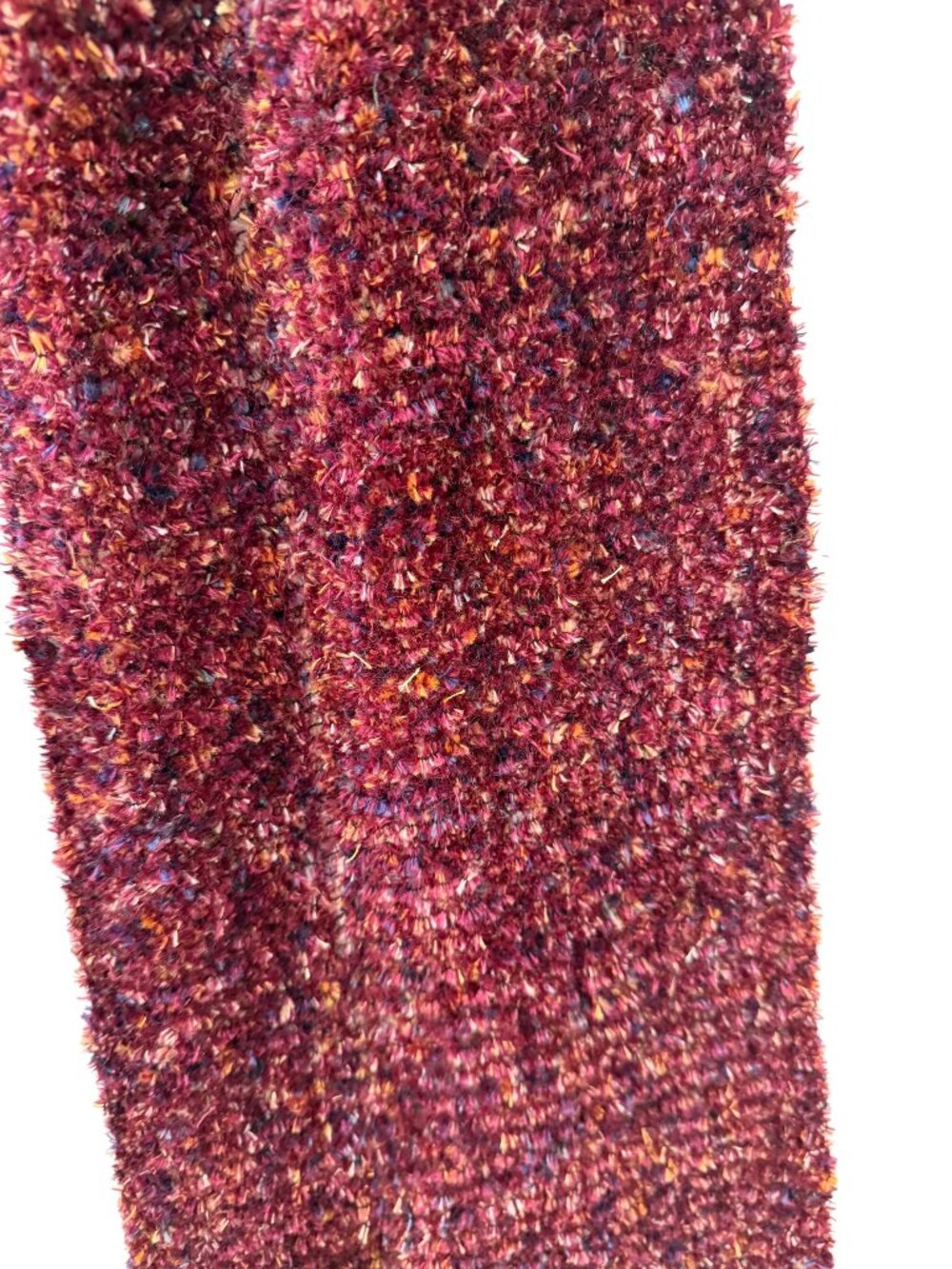 Burgundy Textured Fringe Scarf | Cozy Knit Wrap - Picture 4 of 4